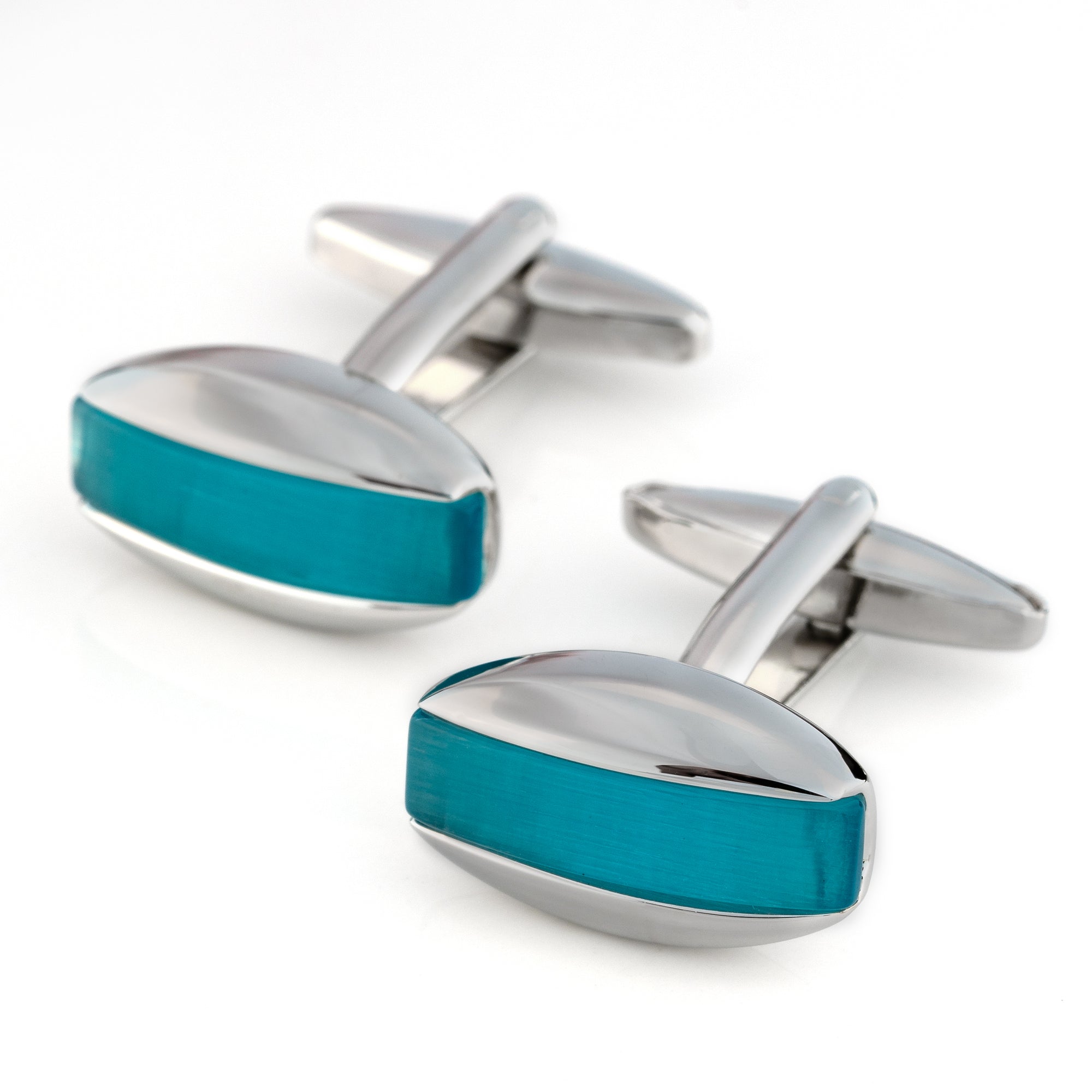 Aqua Blue Cateye Cufflinks