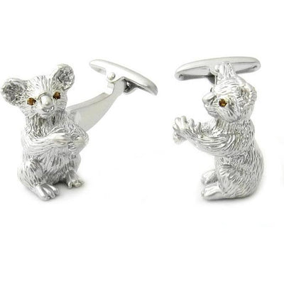 Silver Koala Cufflinks with Crystal Eyes