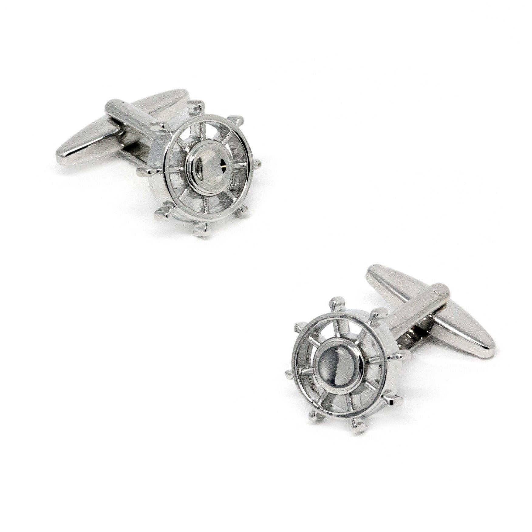 Silver Wheel Fidget Spinner Cufflinks