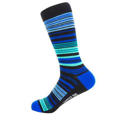 Variegated Ocean Stripe Bamboo Socks by Dapper Roo, Variegated Ocean Stripe Socks, Dapper Roo, Socks, Black, Blue, Green, Teal, Bamboo, Elastane, Nylon, Elastic, SK2046, Men's Socks, Socks for Men, Clinks.com