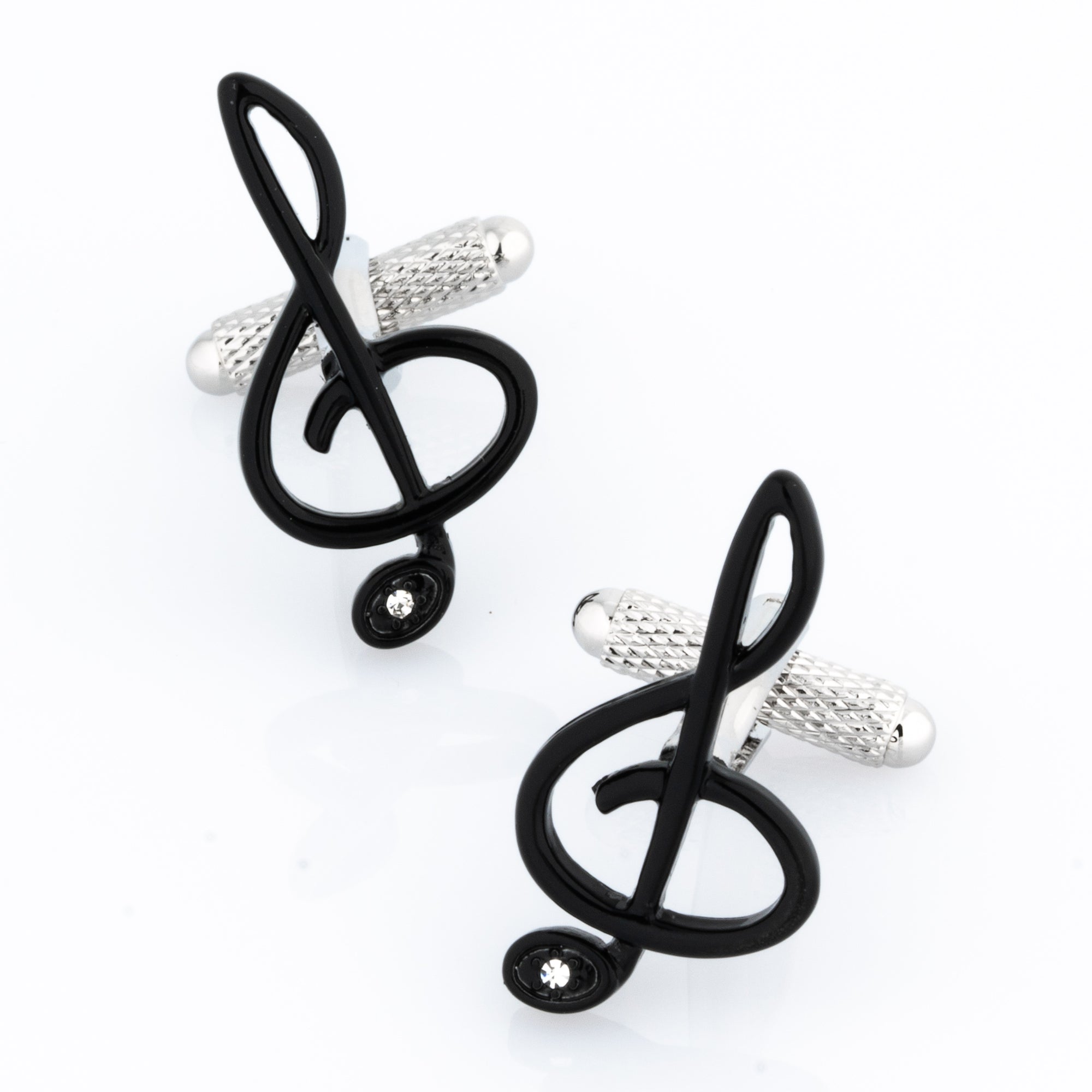 Black Treble Clef with Single Crystal