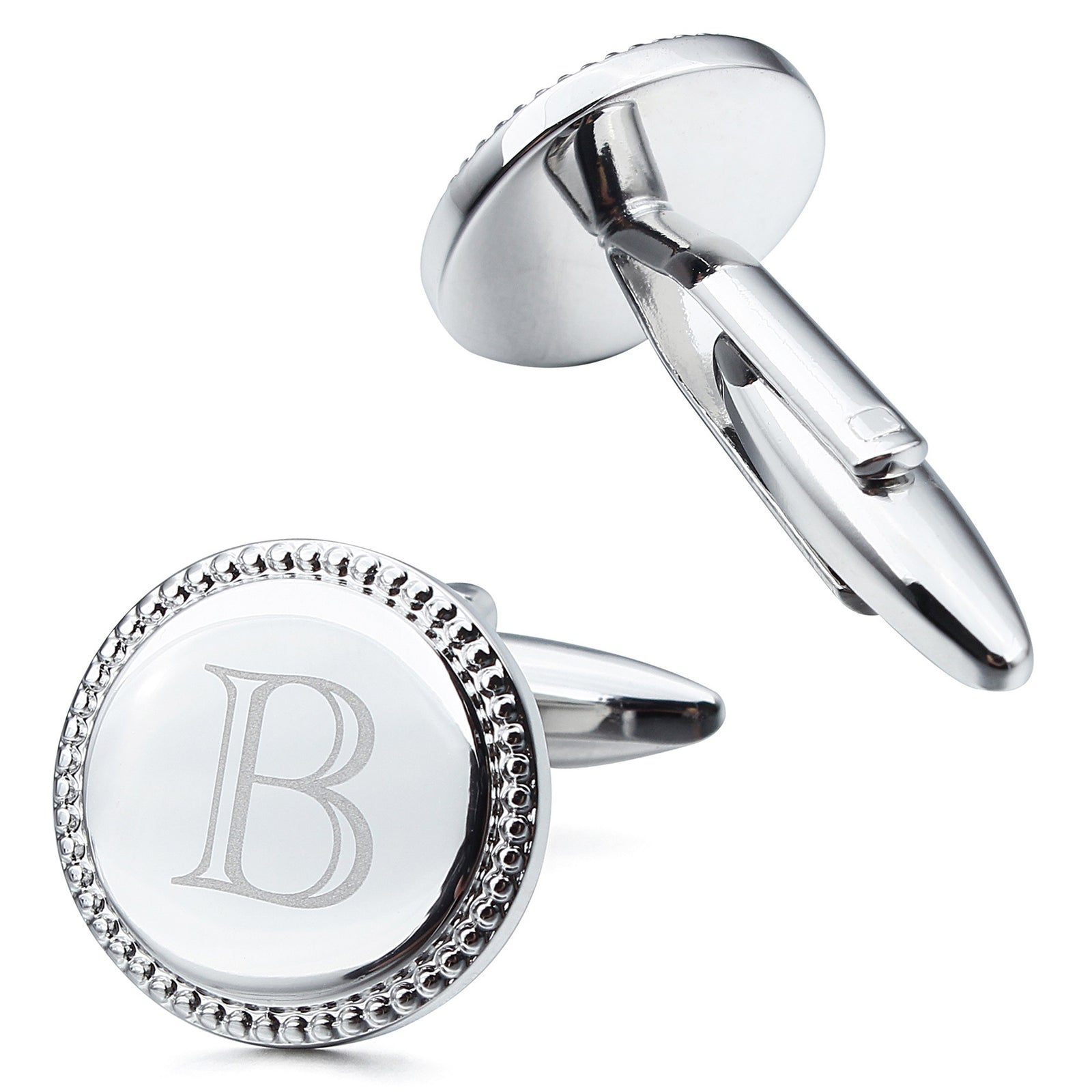 Letter B Initial Cufflinks -Round