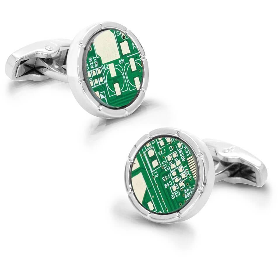 Upcycled Round Circuit Board Cufflinks