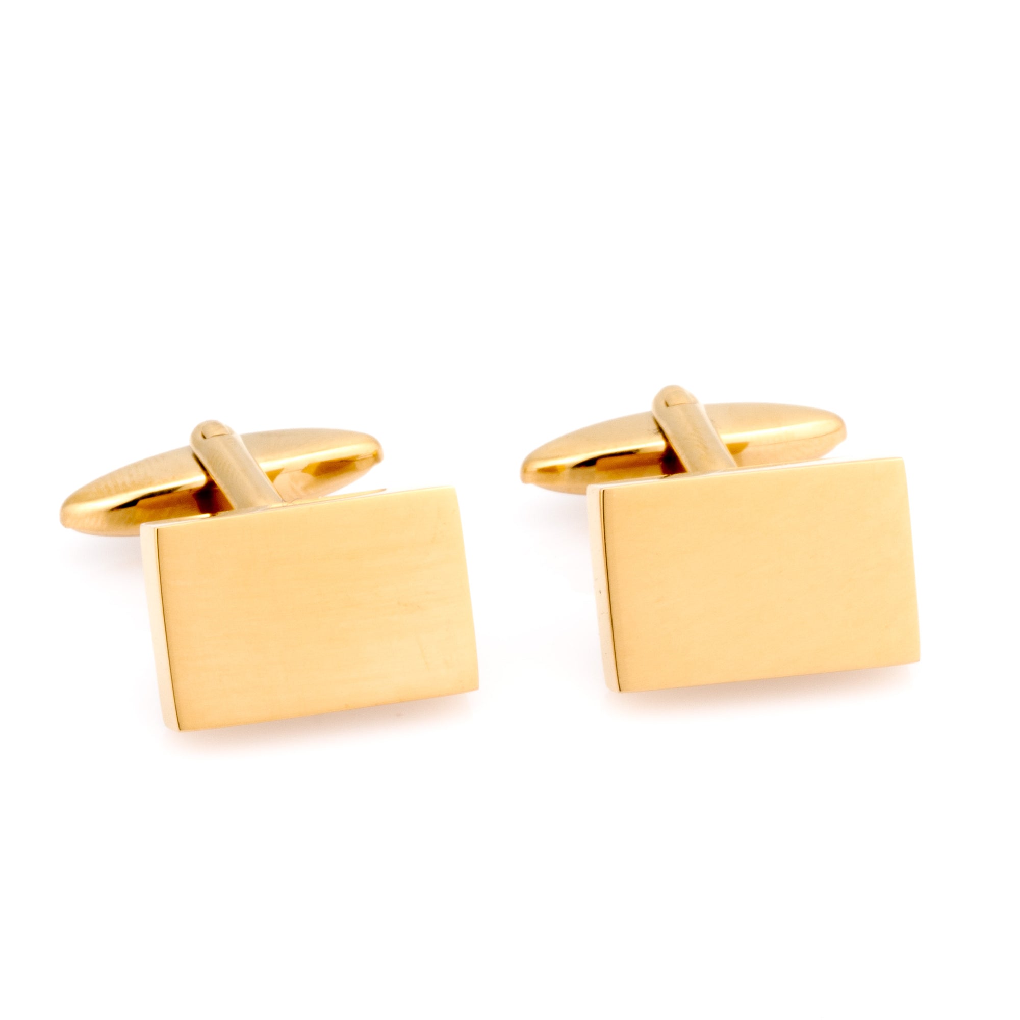 Shiny Gold Rectangle Engravable Cufflinks