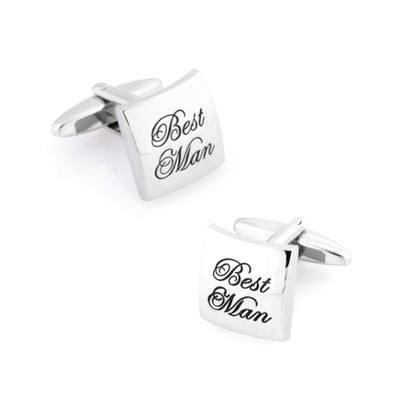 Best Man Curved Silver  Wedding Cufflinks