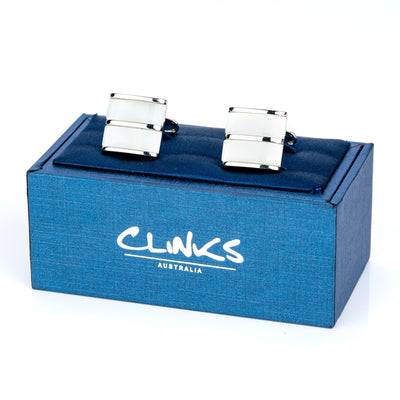 Dual White Ice Cateye Silver Cufflinks