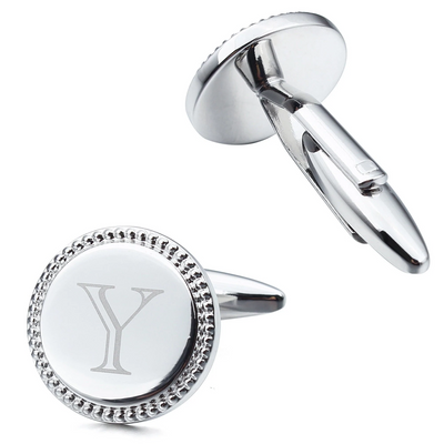 Silver Initial Round Cufflinks